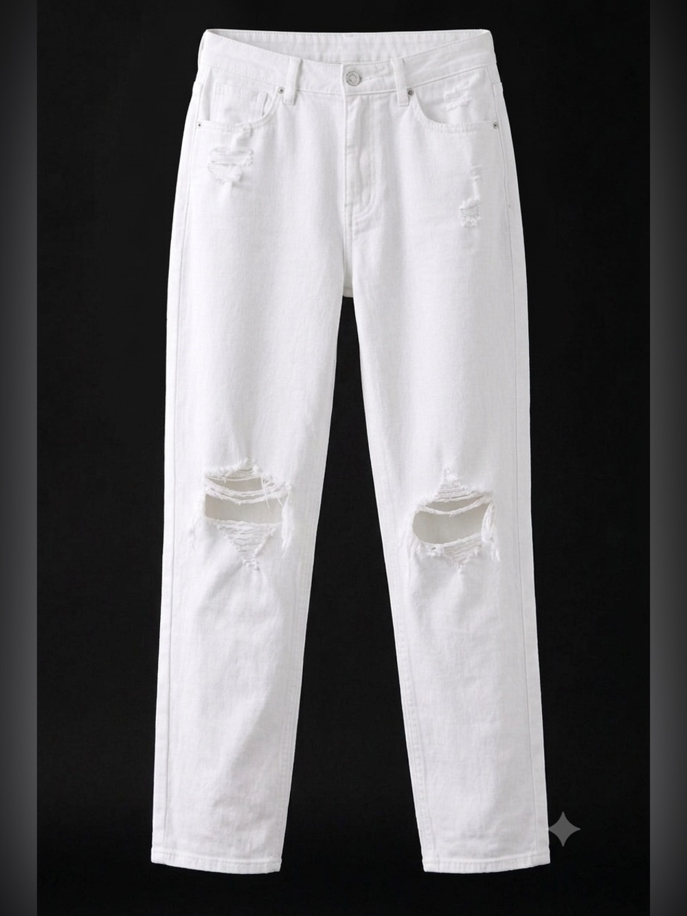 American Eagle White Distressed High Waisted Mom Jeans Size 4 Ripped Str